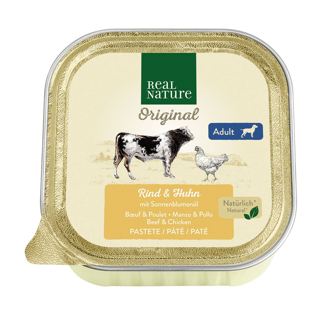 REAL NATURE Nassfutter Hund, Adult, Huhn und Rind 17x100 g