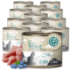 Dosen von PEAVET Feines Menü Katzenfutter mit Fasan und Heidelbeeren, 98 % Fleisch, zucker- und getreidefrei, je 200 g.