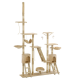 Katzenbaum mit mehreren Plattformen, Hängematten und Kratzpfosten in einer natürlichen Holzoberfläche, entworfen zum Klettern und Spielen.