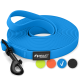 Blaue REAVET Professional Hundeleine mit schwarzem Clip und Farboptionen in Grün, Orange, Blau und Schwarz.
