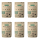 Sechs beige Verpackungen von 'Dentalsticks Nussknacker' für Hunde, mit veganen Zutaten und einer Spendenbotschaft auf jeder.