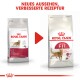 Bild von zwei Royal Canin Katzenfutterbeuteln nebeneinander, beschriftet mit "FIT" und "Regular FIT", mit dem Text "NEUES AUSSEHEN, VERBESSERTE REZEPTUR" darüber.