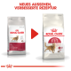 Bild von zwei Royal Canin Katzenfutterbeuteln nebeneinander, beschriftet mit "FIT" und "Regular FIT", mit dem Text "NEUES AUSSEHEN, VERBESSERTE REZEPTUR" darüber.