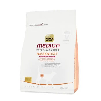 Medica Nierendiät Appetitanregend 300g Select Gold Medica Veterinary Diet Nierendiät Hundefutterbeutel, 300g, gekennzeichnet als appetitanregend mit ernährungsphysiologischen Angaben zur Nierengesundheit.