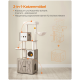 2-in-1 Katzenmöbel mit einem Kratzbaum und einem Katzenklo-Schrank, mit gestuften Ebenen für einfaches Klettern und verspielten Designelementen.
