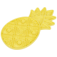 Gelbes, an eine Ananas erinnerndes Silikon-Kauspielzeug für Haustiere mit strukturierter Oberfläche und erhabenen Mustern.
