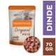 Pâté Original de Nature's Variety pour chats, 70g, avec un chat sur l'emballage et un bol de morceaux de viande, étiqueté "Sans céréales".