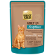 Select Gold Adult Acceptance Katzenfutterbeutel mit orange getigertem Kater, Huhn mit Leber- & Lachs-Pâté, getreidefrei, ohne Zucker oder Soja.
