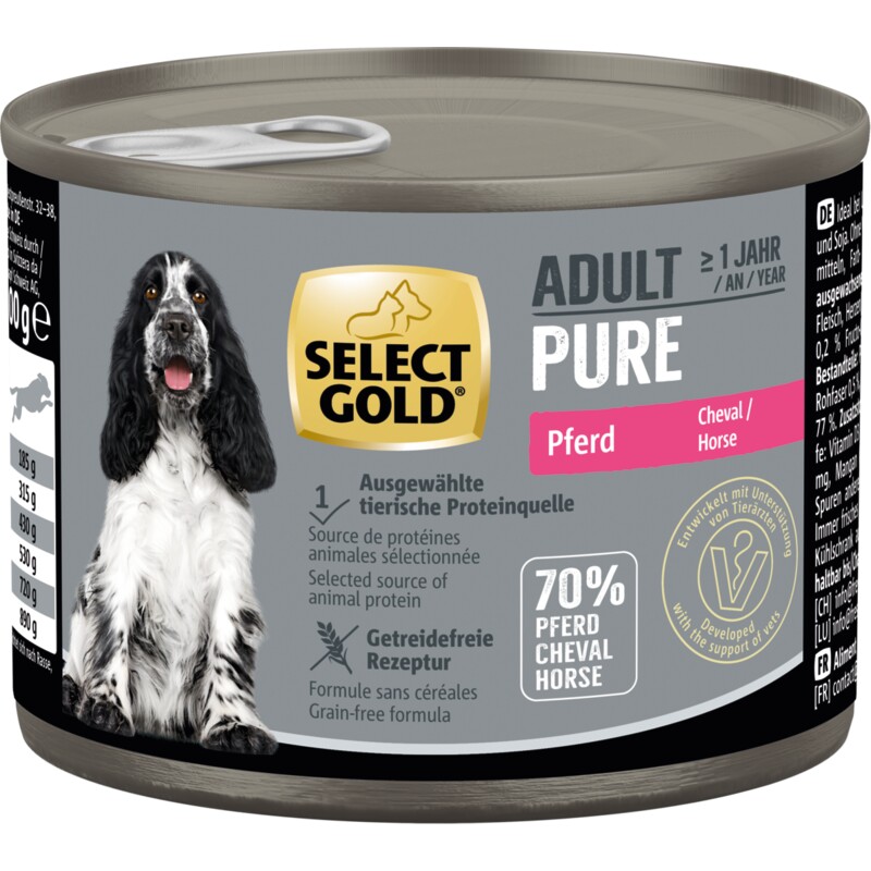 SELECT GOLD Pure Adult Paard 12x200 g