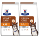Hill's Prescription Diet Kidney Care Katzenfutterbeutel, mit einer grauen Katze mit einem blauen Halsband, beschriftet mit "k/d" und "Vom Tierarzt empfohlen."