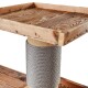 Holz-Katzenbaum mit quadratischer Oberseite und einem mit Seil umwickelten Pfosten, der ein rustikales Design zeigt, ideal für das Spielen und Kratzen von Haustieren.
