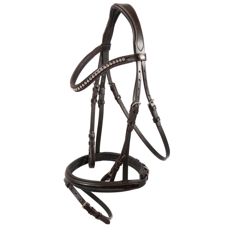 Hans Melzer Horse Equipment Hans Melzer Trense Calgary englisches Reithalfter braun/silber LACK WB (Warmblut)