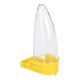 Przezroczysty plastikowy dozownik wody dla zwierząt z żółtą podstawą, zaprojektowany dla łatwego dostępu do nawodnienia dla zwierząt.