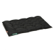 Schwarzes Haustierbett mit einem gepolsterten Design, mit einer weichen, gepolsterten Oberfläche für Komfort.