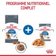 Emballage de nourriture pour chat Royal Canin Light Weight avec un bol de nourriture humide, présentant un graphique de chat et le texte "PROVEN RESULTS."