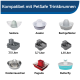 Bild von PetSafe-kompatiblen Wasserfontänen: Sedona, Avalon, Bachgeflüster, Küstenrauschen, Pagoda und Butterfly, mit Kapazitäten von 7,5L, 3,7L, 1,8L.