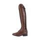 Braune Lederreitstiefel mit hohem Schaft, Schnürung vorne und einem seitlichen Reißverschluss für einfaches Anziehen.
