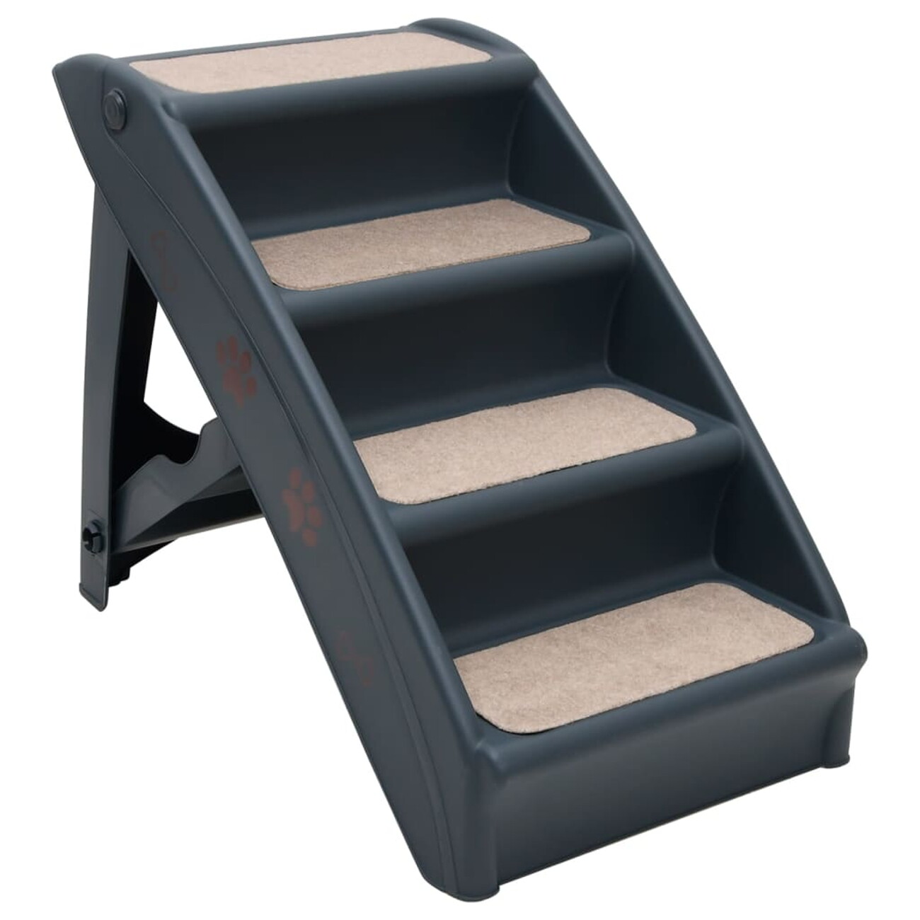 Vidaxl Dunkelgrau Hundetreppe Mit 4 Stufen Klappbar - Image 3
