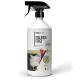 Sprühflasche mit der Aufschrift "REAVET+ MILBEN FREI" für Milben und Parasiten, mit einer Grafik eines weißen Huhns, 1 Liter Größe und dem Text "ACTIVE SPRAY".