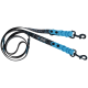 Schwarze und blaue gesprenkelte Hundeleine mit geflochtenen blauen Griffen und Metallclips, beschriftet mit "KERBL Pet".
