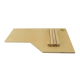 Holzspielzeugplattform für Haustiere mit vier zylindrischen Holzstäben, die ordentlich an der Seite angeordnet sind, mit einem Logo in der Ecke.