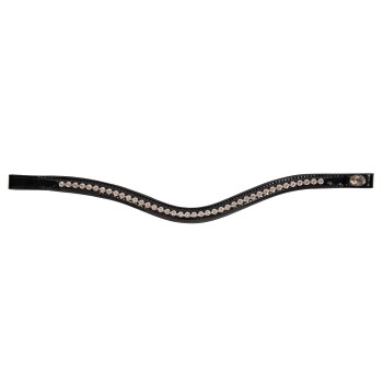 Schwarzes Haustierhalsband, verziert mit funkelnden Strasssteinen in der Mitte, das ein stilvolles und elegantes Design zeigt.