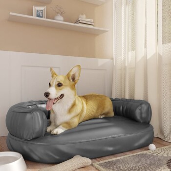 Hundebett Ergonomisch Kunstleder grau L