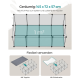 Geräumiger Haustierspielbereich mit den Maßen 145 x 72 x 57 cm, mit einem 1 m² großen Bereich für Haustiere zum Spielen, mit Optionen für Teppich- und rosa Mattenverwendung.