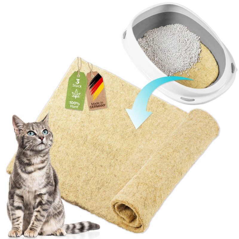 Rohrschneider CleanCat Hanfmatte 10 mm stark als Katzenstreu-Ersatz, zuschneidbar, geruchsneutralisierend 3