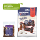 Verpackung von Premiere I Love My Dog Bonies Hundeleckerlis, mit einem Hund und dem Text "Neues DESIGN, gleiche QUALITÄT" und "mit Rindfleisch."
