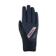 Marineblaue wasserdichte Handschuhe mit einem pinken "Roeckl H2O Protect"-Logo, entworfen für Outdoor-Aktivitäten.