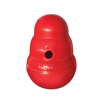 Jouet pour chien KONG rouge avec trou et logo « KONG » en relief