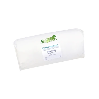 Weiße Rolle aus Baumwollbinde mit der Aufschrift 'Fuhrmann Mullwattrolle 1000 g 5 m, weiß' von Stiefel, verwendet für die Pflege von Haustieren.