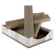 Pappkatzenkratzpads, die in einer holzähnlichen Box angeordnet sind, ideal zum Kratzen und Spielen für Haustiere.