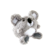 Rundes graues Plüsch-Koala-Spielzeug mit weißem Bauch, schwarzer Nase und dunkelgrauen Pfotenballen