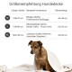 Beige Hundedecke von Doctor Bark beschriftet mit "sauber | hygienisch | pflegeleicht," mit Waschhinweisen bis 95°C und empfohlenem Lufttrocknen.