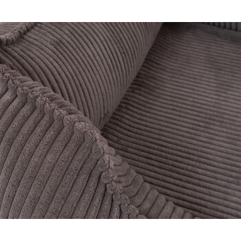 Grau corduroy Haustierbett mit erhöhten Rändern und einem Lederetikett mit einem Hundesilhouette, entworfen für Komfort und Stil.