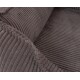 Grau corduroy Haustierbett mit erhöhten Rändern und einem Lederetikett mit einem Hundesilhouette, entworfen für Komfort und Stil.