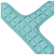 Light blue padded dog harness with quilted square pattern and reinforced edges.