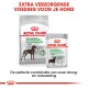 Royal Canin Digestive Care hondenvoeding verpakking: een grote "MAXI" zak en een kleinere zak, met de nadruk op verbeterde ontlastingkwaliteit.