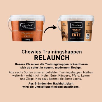 Chewies Trainings-Happen Monoprotein-Snack 300g Ente