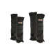 Schwarze Beinschützer für Haustiere mit verstellbaren Riemen, entworfen für Unterstützung und Schutz, in Paaren präsentiert.