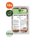 Schale mit rohen Lammwürfeln, Etikett 'Würfel: Komplett-Mix Lamm mini', zeigt '13x' und '5,2 kg'