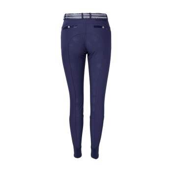 Navyblaue Reitleggings mit einem strukturierten Sitz, die einen hohen Bund und zwei Gesäßtaschen aufweisen.