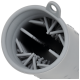 Gray pet grooming tool with flexible bristles inside, designed for effective cleaning and de-shedding.