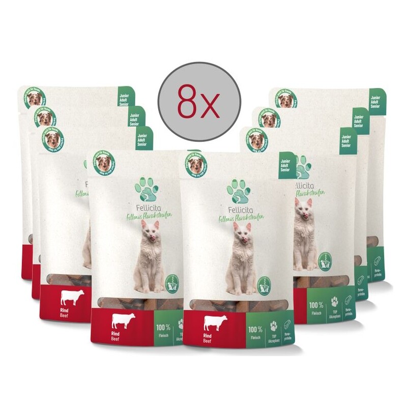 Fellicita Rind Fleischstreifen 8x 50g Fellonis Katzensnacks