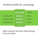 Größentabelle für Hundehalsbänder: S (28-40cm), M (38-50cm), L (48-60cm), alle 2,5cm breit. Der Text empfiehlt, den Hals des Hundes zu messen.