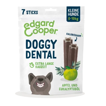 Edgard Cooper Doggy Dental, 7 Sticks für kleine Hunde (KLEINE HUNDE 0–10 kg), mit Apfel- und Eukalyptusöl.
