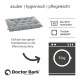 Graues Doctor Bark Hundebettkissen mit Waschhinweisen, waschbar bis 95°C, trocknergeeignet, 5 kg Belastbarkeit.