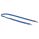 Blaue Hundeleine mit zwei Clips, mit einem gepolsterten Griff und einem Ruffwear-Logo. Ideal zum Spazierengehen oder Trainieren von Haustieren.